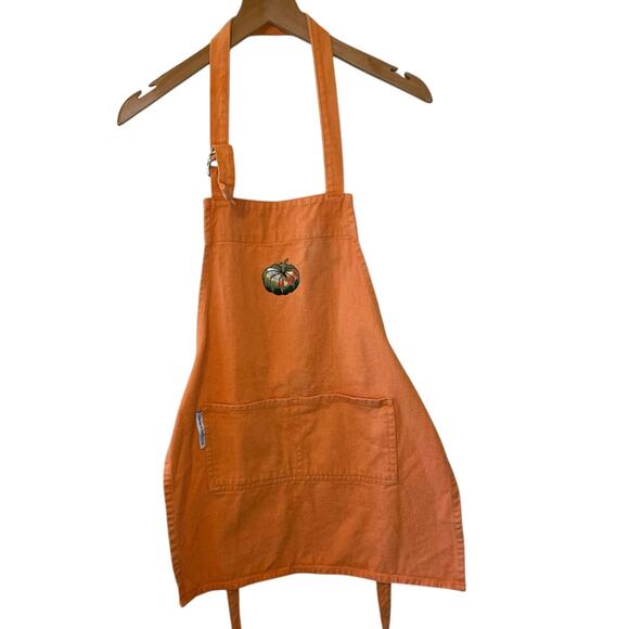 Williams Sonoma Children’s Fall Pumpkin Embroidered Orange Apron - Picture 1 of 10
